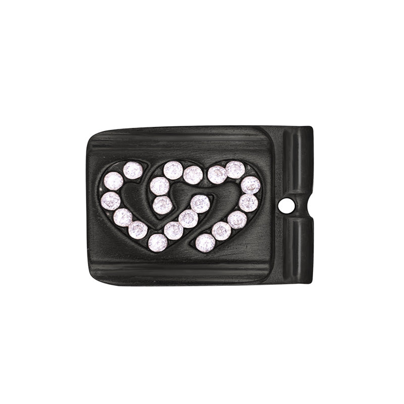 ACTJOYS® Brushed Black Link - Interlocking Hearts - Clear