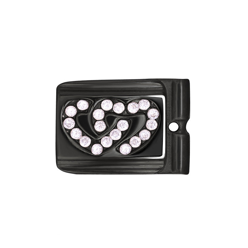 ACTJOYS® Polished Black Link - Interlocking Hearts - Clear