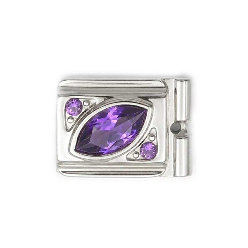 ACTJOYS® Polished Silver Link - Marquise Eye - Purple