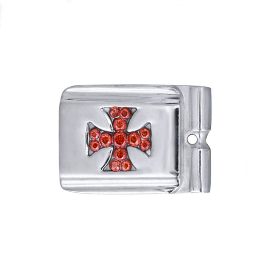 ACTJOYS® Mirror Polished Silver Modular Link - Ruby Red Cross