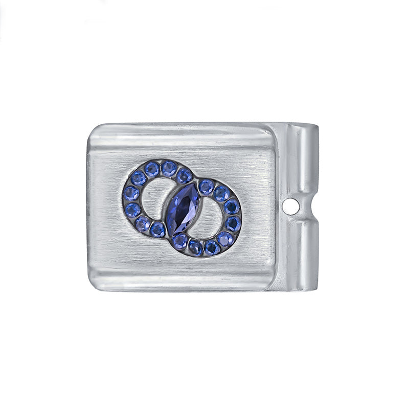 ACTJOYS® Brushed Silver Modular Link - Blue Interlocking Rings