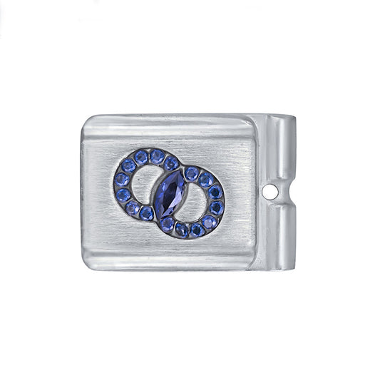 ACTJOYS® Brushed Silver Modular Link - Blue Interlocking Rings