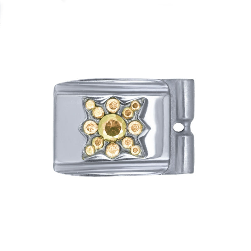 ACTJOYS® Mirror Polished Silver Modular Link - Radiant Yellow Flower