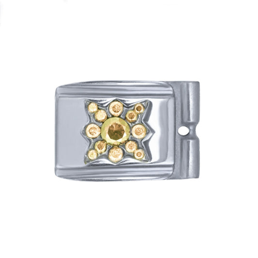 ACTJOYS® Mirror Polished Silver Modular Link - Radiant Yellow Flower