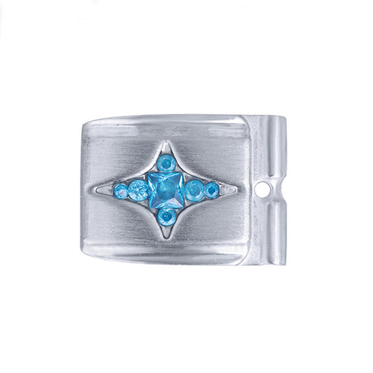 ACTJOYS® Brushed Silver Modular Link - Blue Star Symbol