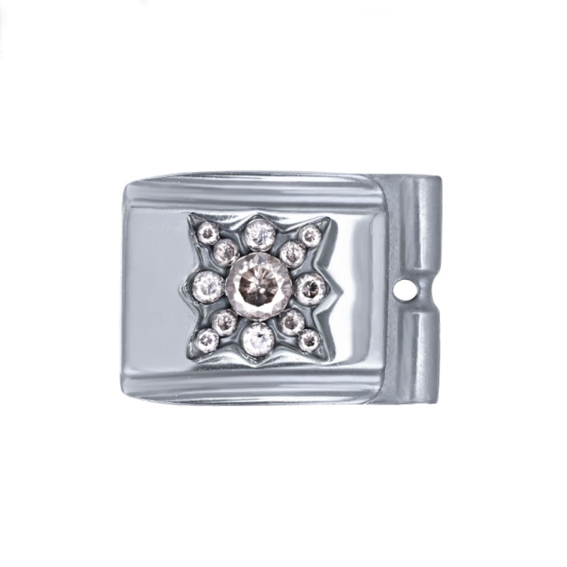 ACTJOYS® Mirror Polished Silver Modular Link - Radiant Crystal Blossom