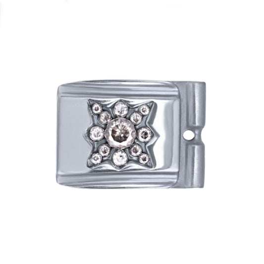 ACTJOYS® Mirror Polished Silver Modular Link - Radiant Crystal Blossom