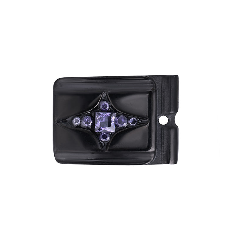 ACTJOYS® Polished Black Silver Link - Star -Purple