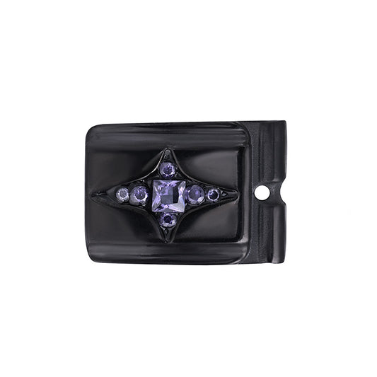 ACTJOYS® Polished Black Silver Link - Star -Purple