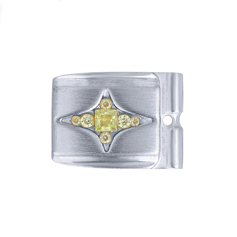 ACTJOYS® Brushed Silver Modular Link - Yellow Star Symbol