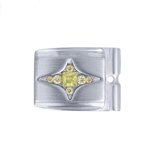 ACTJOYS® Brushed Silver Modular Link - Yellow Star Symbol