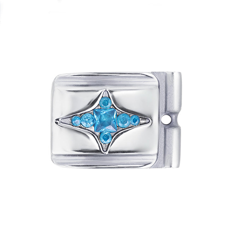 ACTJOYS® Mirror Polished Silver Modular Link - Ocean Blue Star