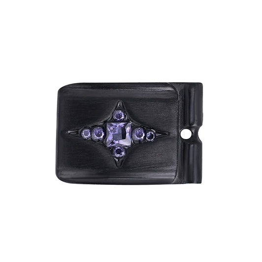 ACTJOYS®Brushed Black Silver Link - Star -Purple