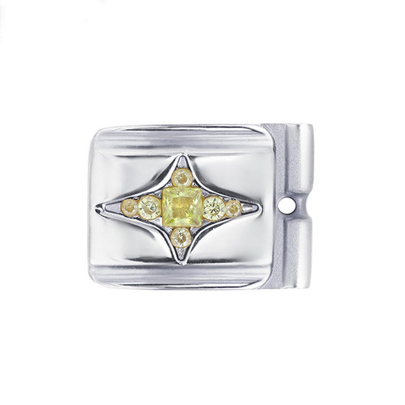 ACTJOYS® Mirror Polished Silver Modular Link - Yellow North Star