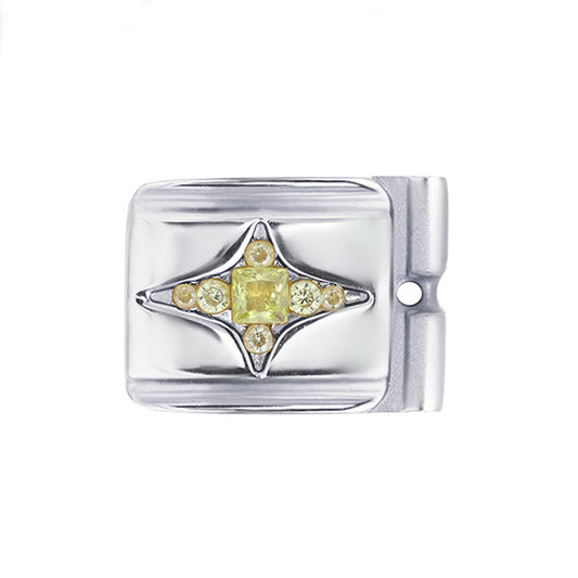 ACTJOYS® Mirror Polished Silver Modular Link - Yellow North Star