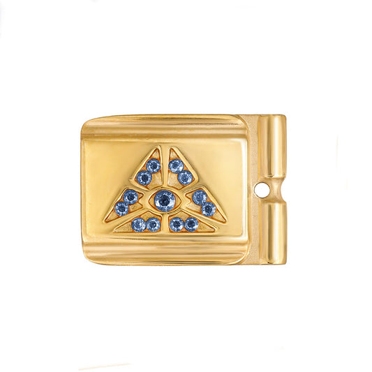 ACTJOYS® Polished Gold Link - All-Seeing Eye - Blue