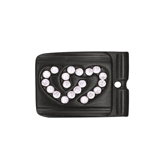 ACTJOYS® Brushed Black Link - Interlocking Hearts - Clear