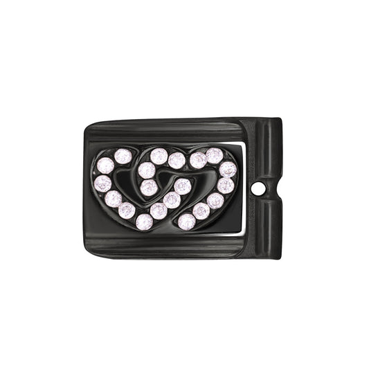 ACTJOYS® Polished Black Link - Interlocking Hearts - Clear