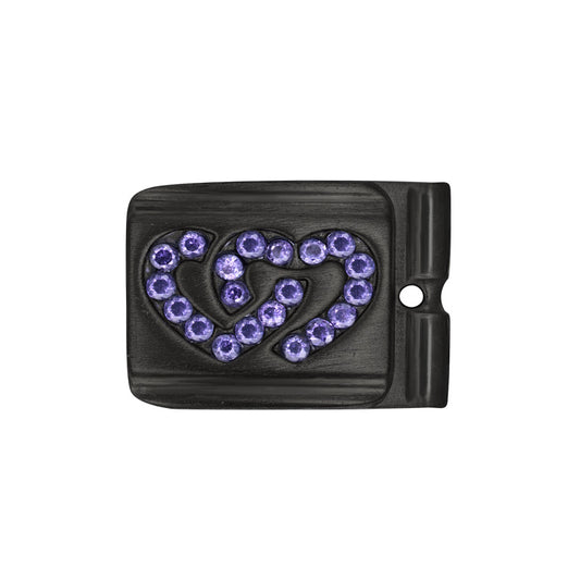 ACTJOYS® Brushed Black Link - Interlocking Hearts - Purple