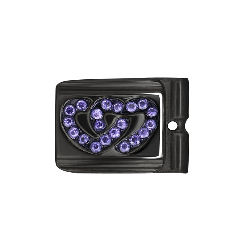 ACTJOYS® Polished Black Link - Interlocking Hearts - Purple