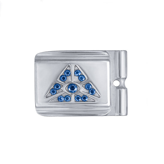 ACTJOYS® Mirror Polished Silver Modular Link - Blue Mystical Triangle Eye