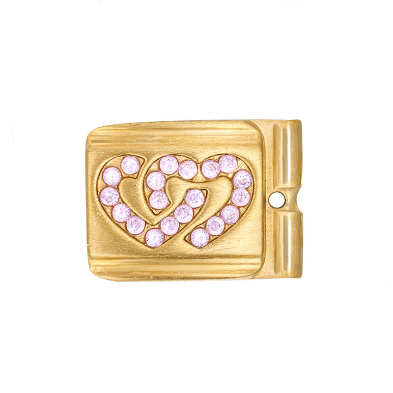 ACTJOYS® Brushed Gold Link - Interlocking Hearts - Pink