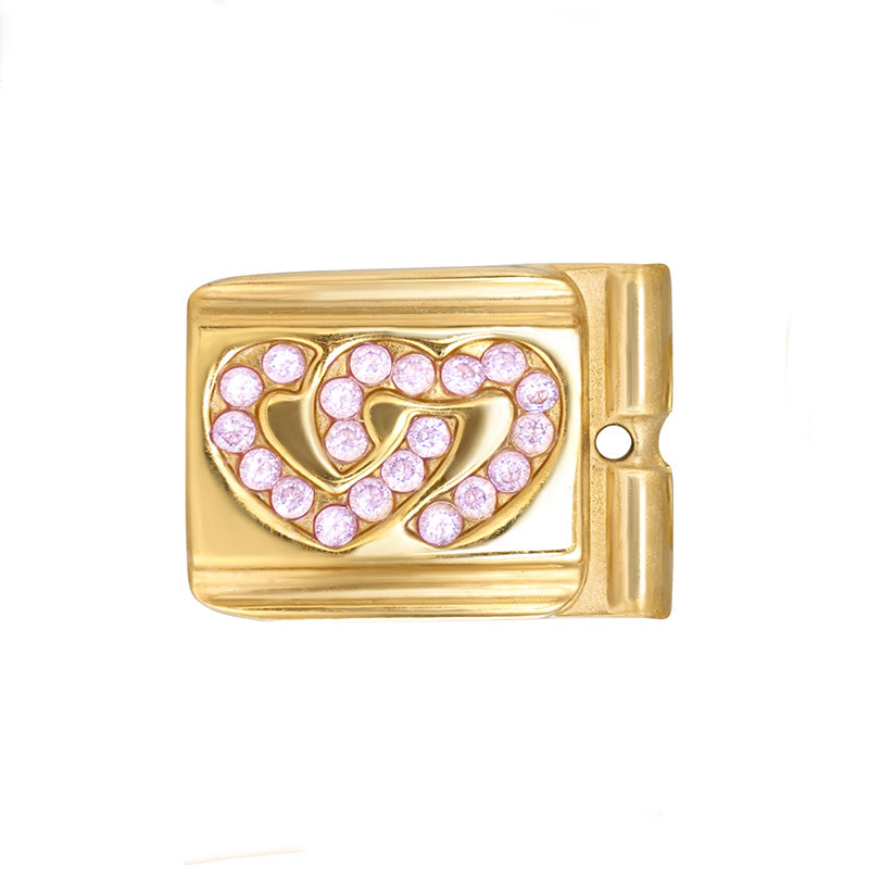 ACTJOYS® Polished Gold Link - Interlocking Hearts - Pink