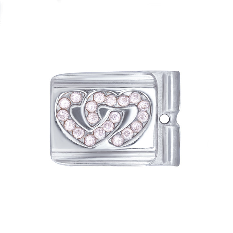 ACTJOYS® Polished Silver Link - Interlocking Hearts - Clear