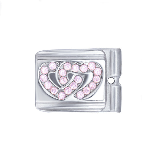 ACTJOYS® Mirror Polished Silver Modular Link - Intertwined Double Hearts
