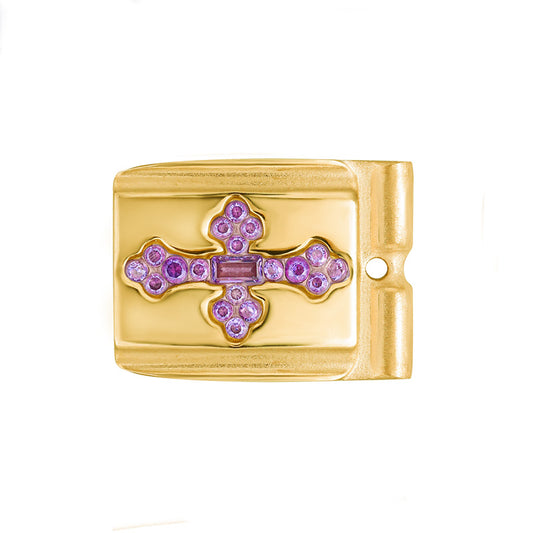 ACTJOYS® Polished Gold Link - Vintage Cross - Purple