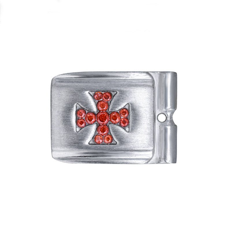 ACTJOYS® Brushed Silver Modular Link - Ruby Red Cross