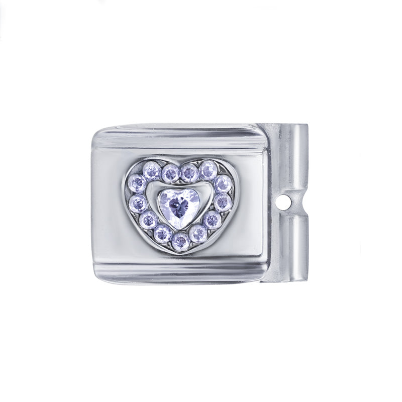 ACTJOYS® Polished Silver Link - Heart -Blue