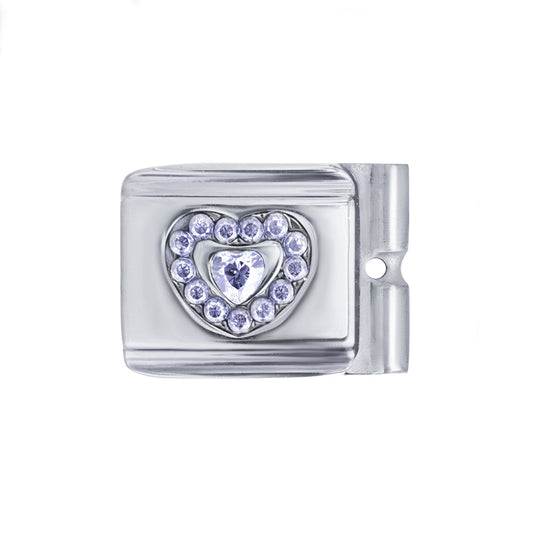 ACTJOYS® Polished Silver Link - Heart -Blue