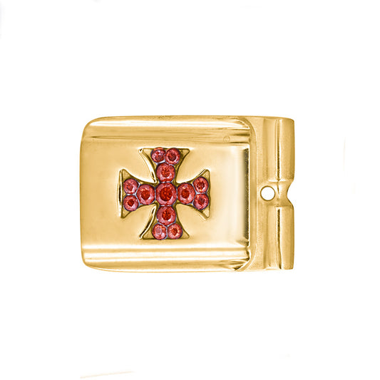 ACTJOYS® Polished Gold Link - Maltese Cross - Red