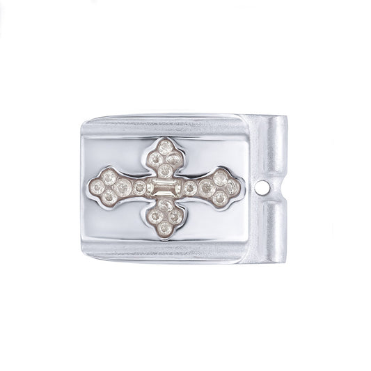 ACTJOYS® Mirror Polished Silver Modular Link - Baguette Center Cross