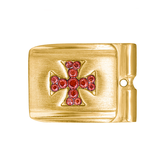 ACTJOYS® Brushed Gold Link - Vintage Cross - Red