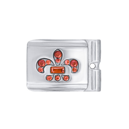 ACTJOYS® Mirror Polished Silver Modular Link - Red Fleur-de-lis Charm